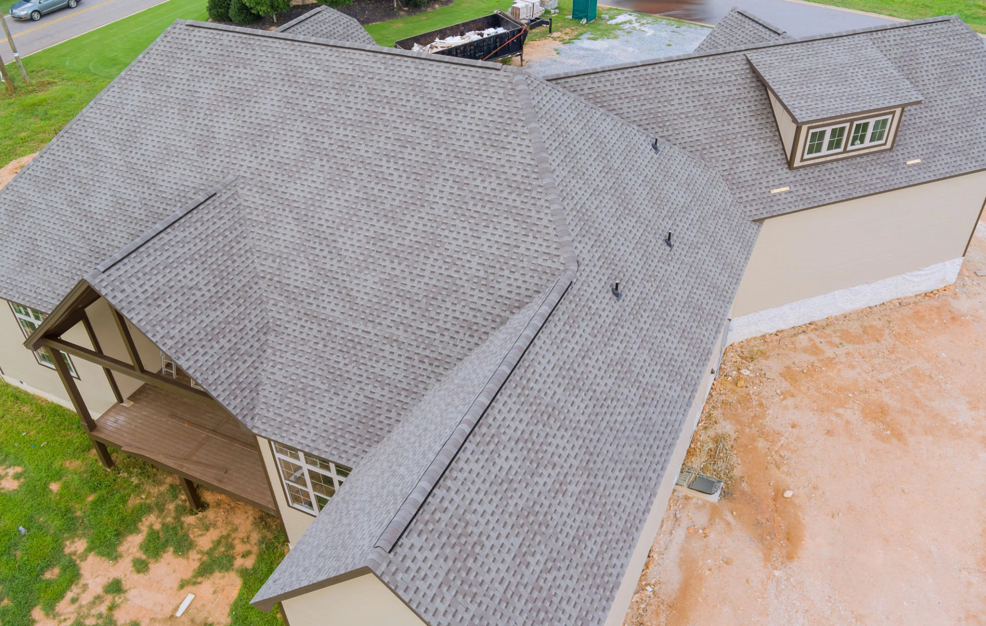 Residential roofing improvement project with new roof materials